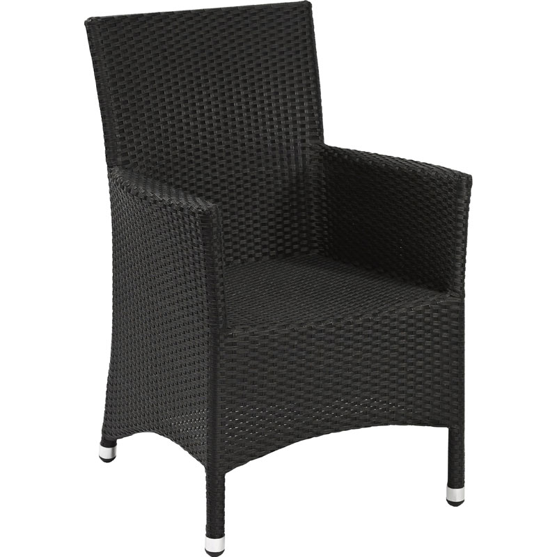 SIDNEY 5 Polyrattan Outdoorsessel 95cm hoch Flachwebung schwarz