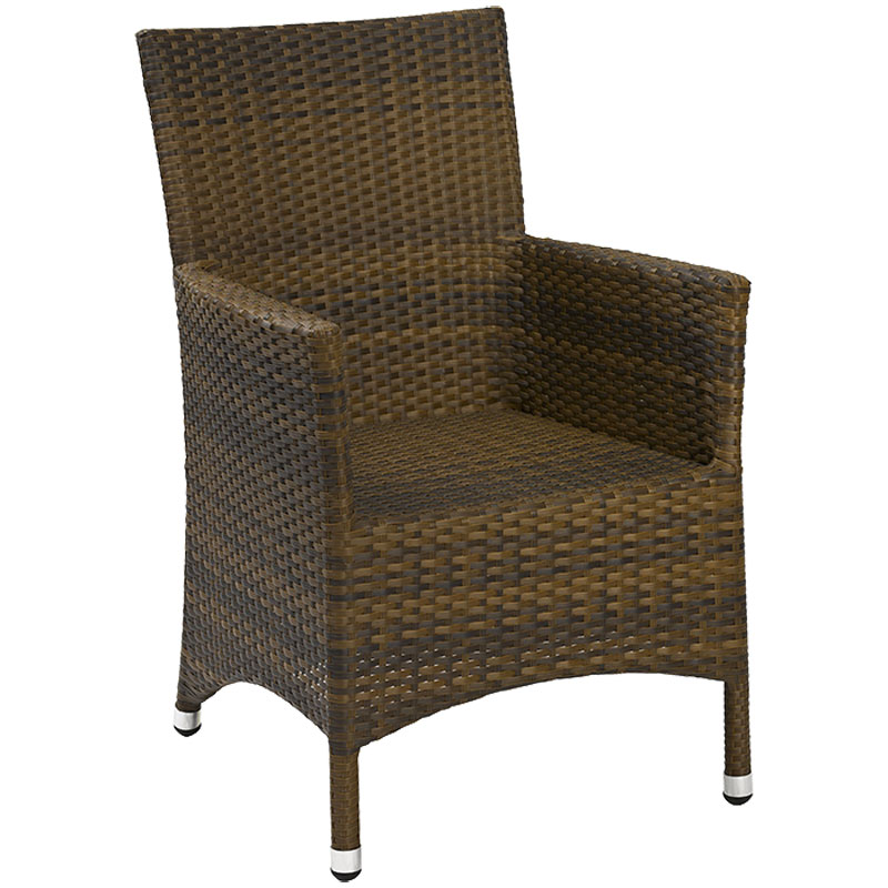 SIDNEY 1 Polyrattan Outdoorsessel 95 cm hoch Flachwebung braun-meliert