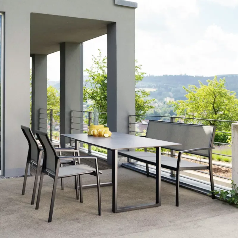 ALLROUND Outdoor 2,5-Sitzer Bank schwarz-matt, leinen-grau by STERN® – Bild 3