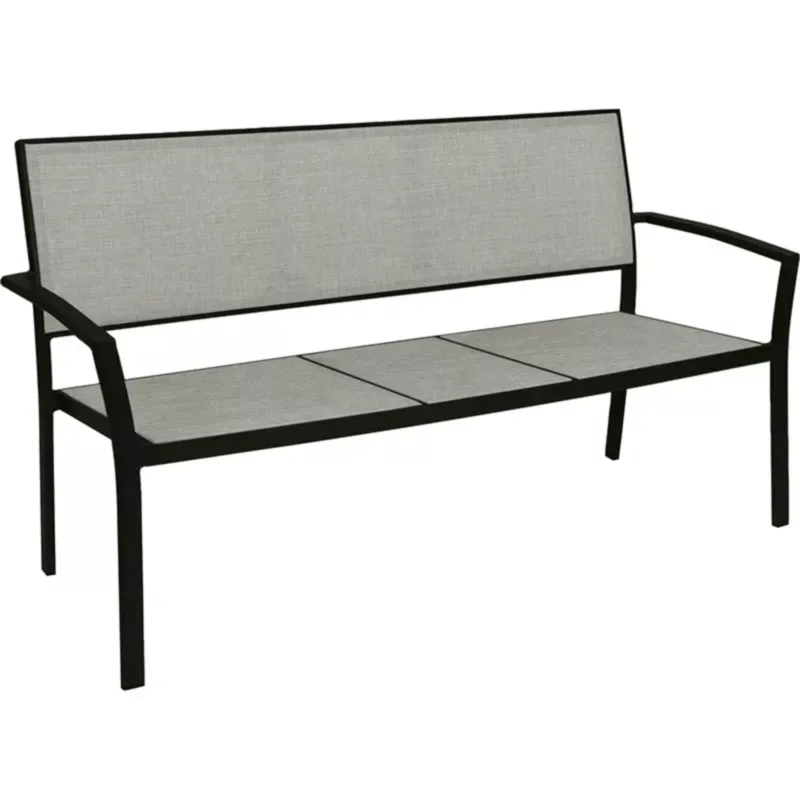 ALLROUND Outdoor Bank in Schwarz und Grau - Hantermann - Der Hotelausstatter ALLROUND Outdoor 2,5-Sitzer Bank von STERN® mit schwarzem Gestell und grauer Textilbespannung