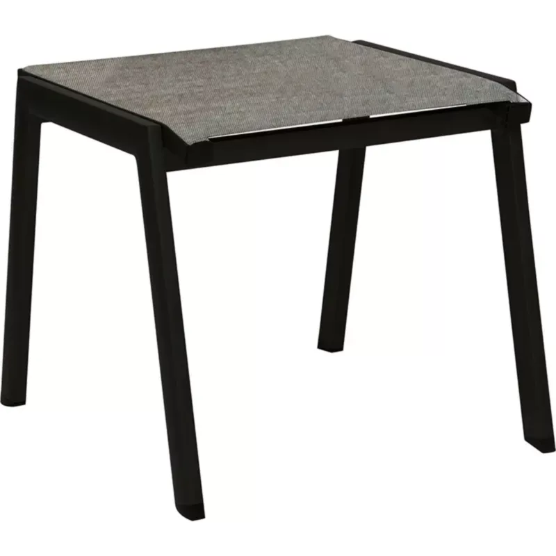 ALLROUND Outdoor Stapelhocker von STERN® mit schwarzem Gestell und grauer Sitzfläche für Terrasse und Gastronomie
