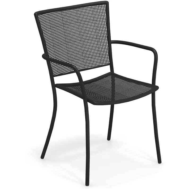 ATHENA 3413 by EMU® – Stapelbarer Outdoor-Armlehnstuhl in Schwarz - Hantermann - Der Hotelausstatter Athena 3413 Stuhl von EMU – klassischer Outdoor-Stuhl mit Rundloch-Dessin für Terrasse & Garten