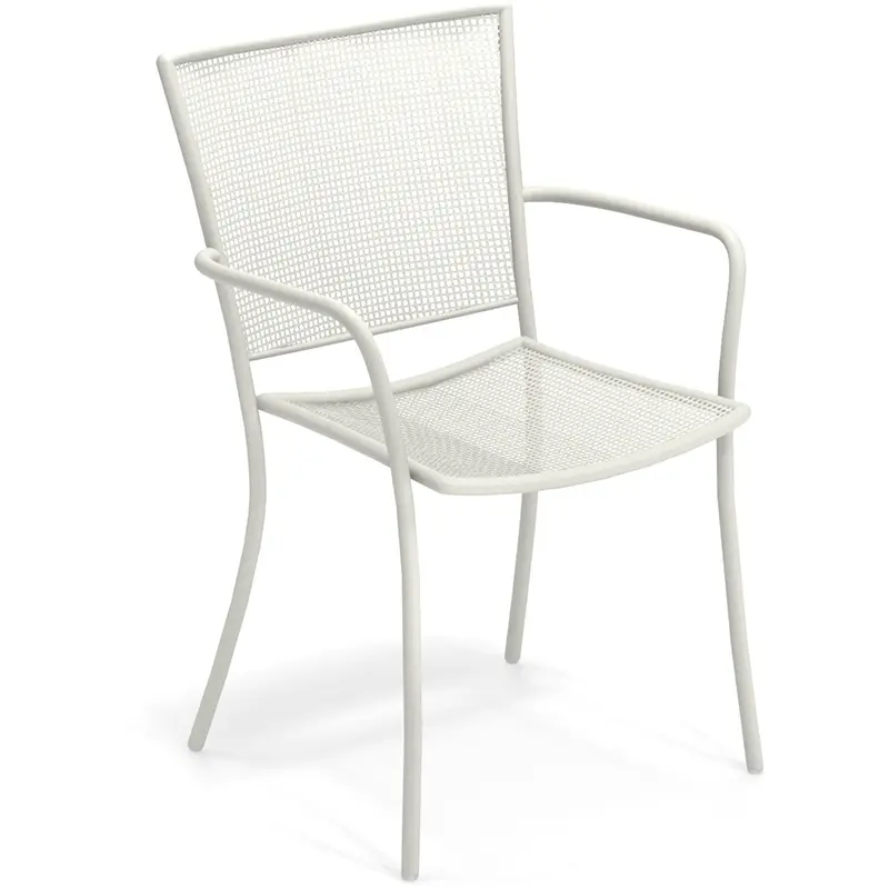 ATHENA 3413 by EMU® – Stapelbarer Outdoor-Armlehnstuhl in Weiß - Hantermann - Der Hotelausstatter Athena 3413 Stuhl von EMU – klassischer Outdoor-Stuhl mit Rundloch-Dessin für Terrasse & Garten