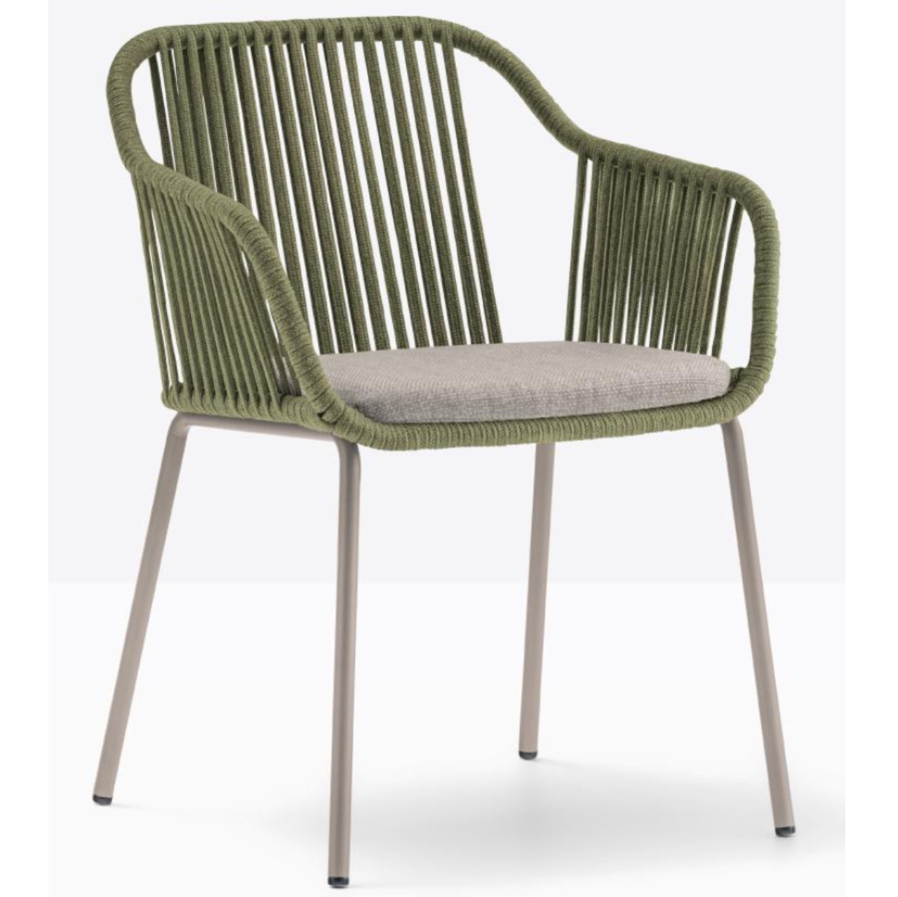 BABILA TWIST 2795 Outdoor Sessel by Pedrali – Designstuhl mit Geflecht - Hantermann - Der Hotelausstatter BABILA TWIST 2795 Outdoor Sessel von Pedrali mit grünem Geflecht, Armlehnen und gepolsterter Sitzfläche