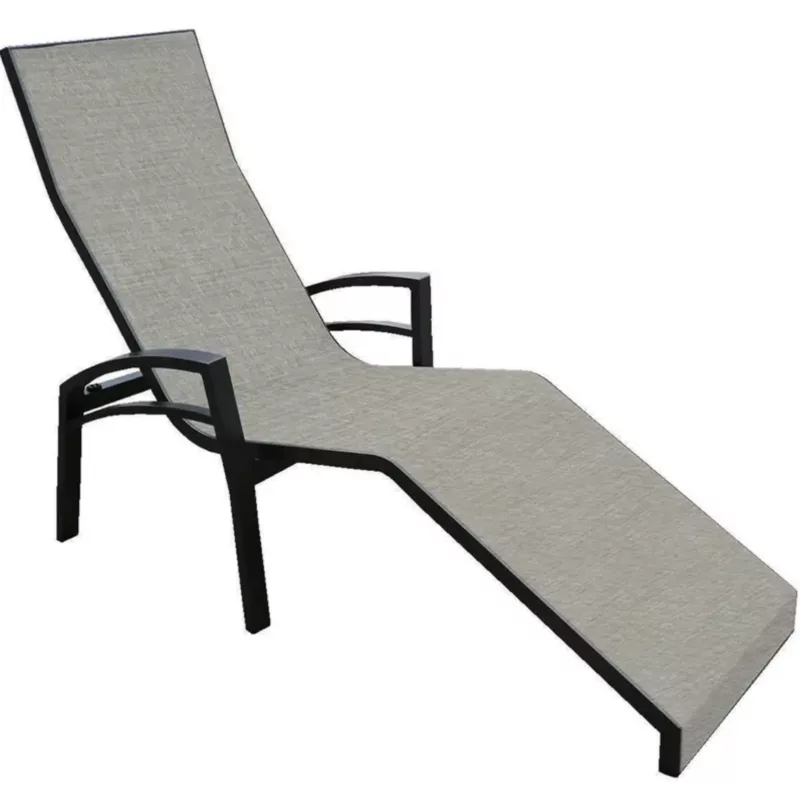 BALANCE Outdoor Relaxliege schwarz matt, leinen grau by STERN®