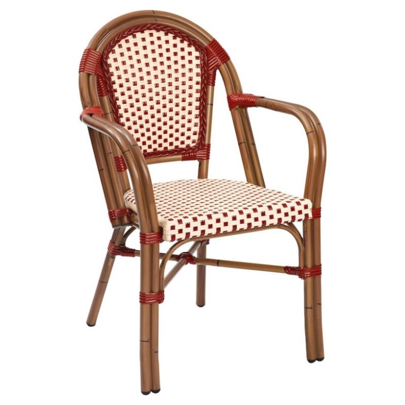 PROVENCE 2 Terrassensessel, 88cm hoch, Flachwebung rot/beige Copy