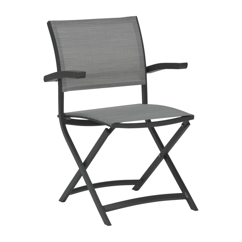 CAMILLO Outdoor Balkonklappsessel von STERN® mit anthrazitfarbenem Gestell und grauer Bespannung
