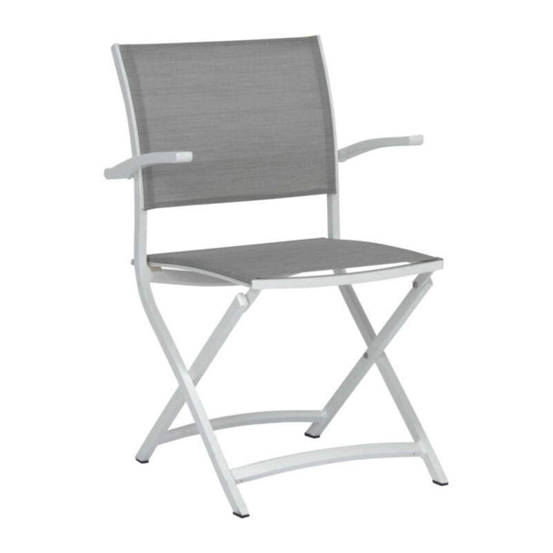 CAMILLO Outdoor Balkonklappsessel von STERN® mit hellem Gestell und grauer Bespannung