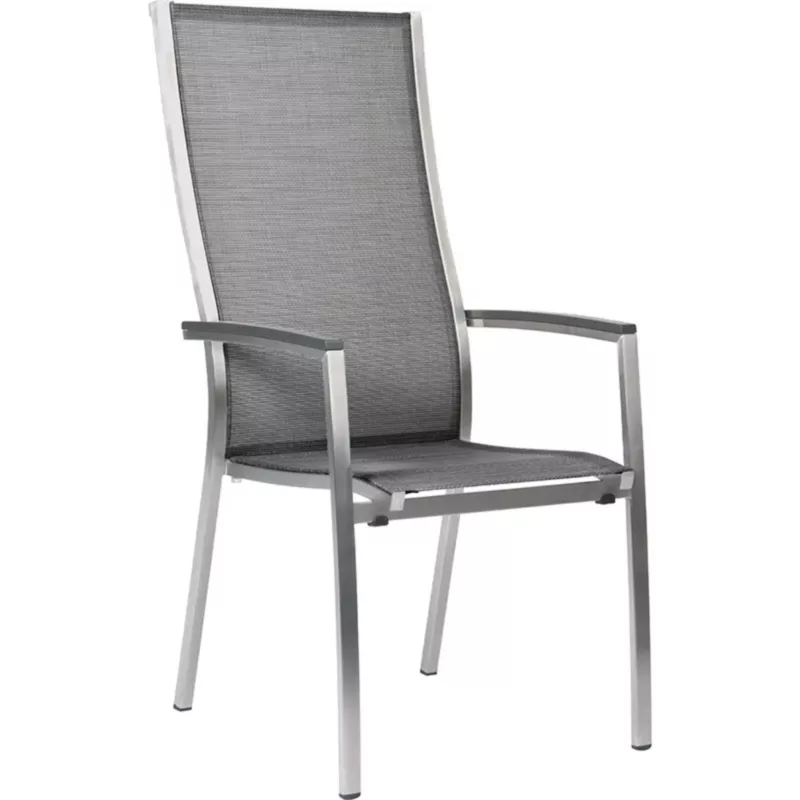 CARDIFF Outdoor Stapelsessel extra hoch von STERN® mit grauer Bespannung und Aluminiumgestell