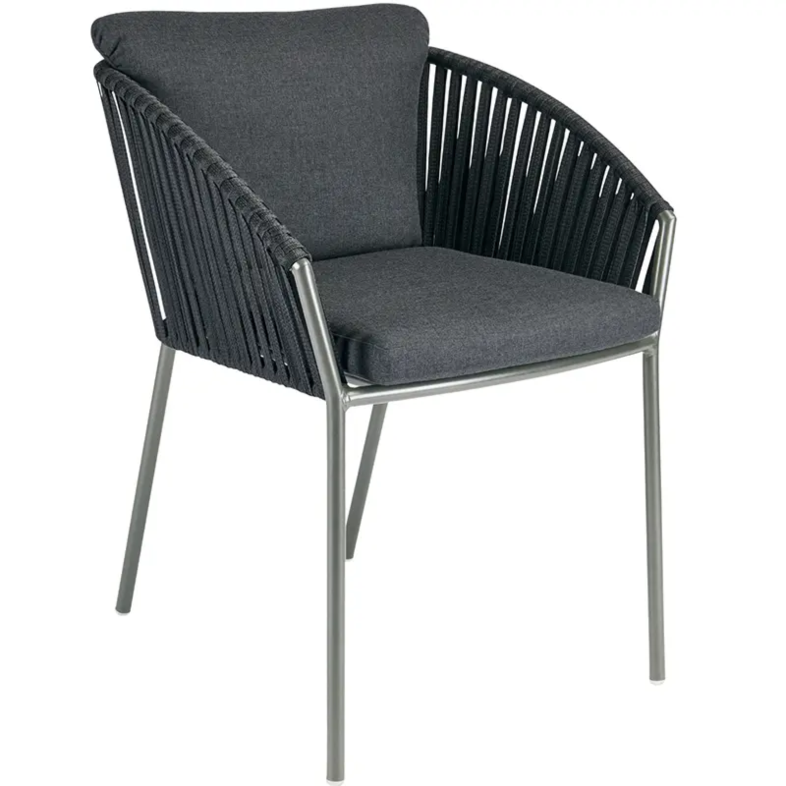 CLIFF Outdoor Stapelsessel mit Sitz- und Rückenkissen - Hantermann - Der Hotelausstatter CLIFF Outdoor Stapelsessel von STERN® mit dunkler Kordelbespannung sowie grauem Sitz- und Rückenkissen