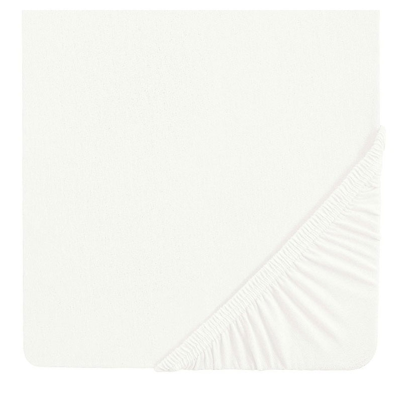 Das Bild zeigt ein weißes Spannbettlaken. Farbe: Reinweiß Form: Rechteckig, passend für Matratzen Materialstruktur: Glatte Oberfläche, wirkt weich und dicht gewebt Besonderheit: An den Rändern ist ein rundum eingenähter Gummizug zu sehen, der für einen sicheren Halt auf der Matratze sorgt. Design: Schlicht, ohne Muster oder zusätzliche Details – klassisch und zeitlos. 👉 Zusammengefasst: Ein schlichtes, weißes Spannbettlaken mit praktischem Rundumgummi für faltenfreien Sitz.