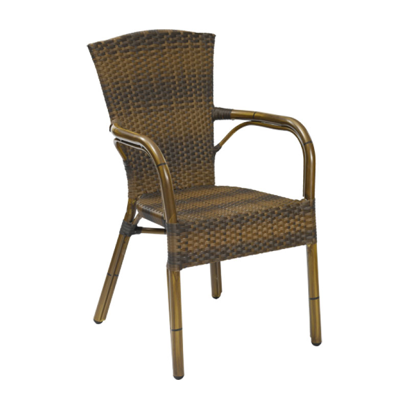 CUBA 1 Polyrattan Outdoor Stapelsessel 91cm hoch braun-meliert