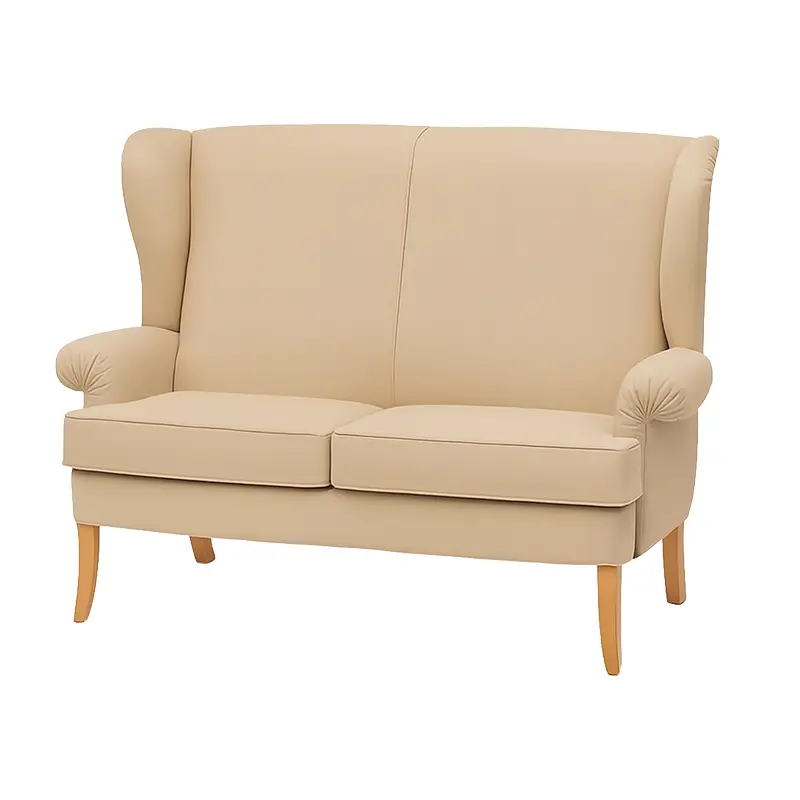 FION 2 Sofa von One-Seating Portugal – klassisches Hochlehner-Zweisitzer für Lobby, Wartebereich und Lounge - Hantermann - Der Hotelausstatter FION 2 Hochlehner-Zweisitzer von One-Seating Portugal mit gepolsterten Armlehnen und Holzfüßen für Lobby und Wartebereiche