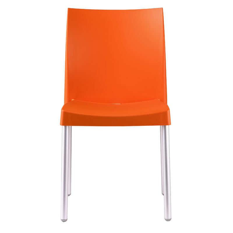 ICE 800 Outdoor Stapelstuhl von Pedrali – oranger Kunststoffstuhl mit Aluminiumgestell für Terrasse, Café & Gastronomie - Hantermann - Der Hotelausstatter ICE 800 Outdoor Stapelstuhl von Pedrali in Orange mit ergonomischer Polypropylen-Rückenlehne und Aluminiumbeinen