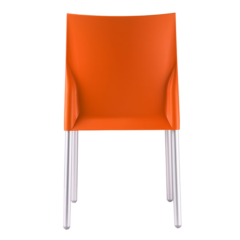 ICE 850 Outdoor Stapelsessel von Pedrali – oranger Armlehnstuhl mit Aluminiumgestell für Terrasse, Gastronomie & Hotel - Hantermann - Der Hotelausstatter Rückansicht des orangen ICE 850 Outdoor Stapelsessels von Pedrali mit Polypropylen-Sitzschale und Aluminiumbeinen