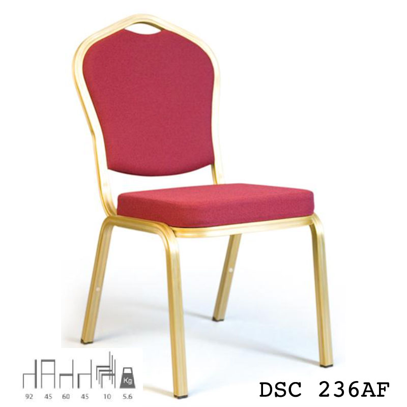 INTERA® MILANO Bankettstuhl DSC 236AF mit bordeauxroter Polsterung, goldfarbenem Metallgestell und Griffausschnitt