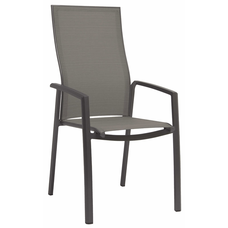 KARI Stapelsessel EXTRA HOCH von STERN® in Anthrazit - Hantermann - Der Hotelausstatter KARI Outdoor-Stapelsessel EXTRA HOCH von STERN® mit anthrazitfarbenem Gestell und grauer Bespannung