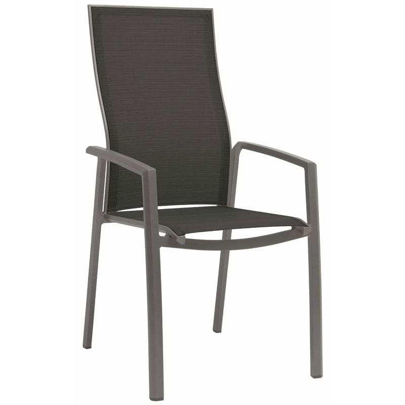 KARI Stapelsessel EXTRA HOCH von STERN® in modernem Grau - Hantermann - Der Hotelausstatter KARI Outdoor-Stapelsessel EXTRA HOCH von STERN® mit grauem Gestell und dunkler Bespannung