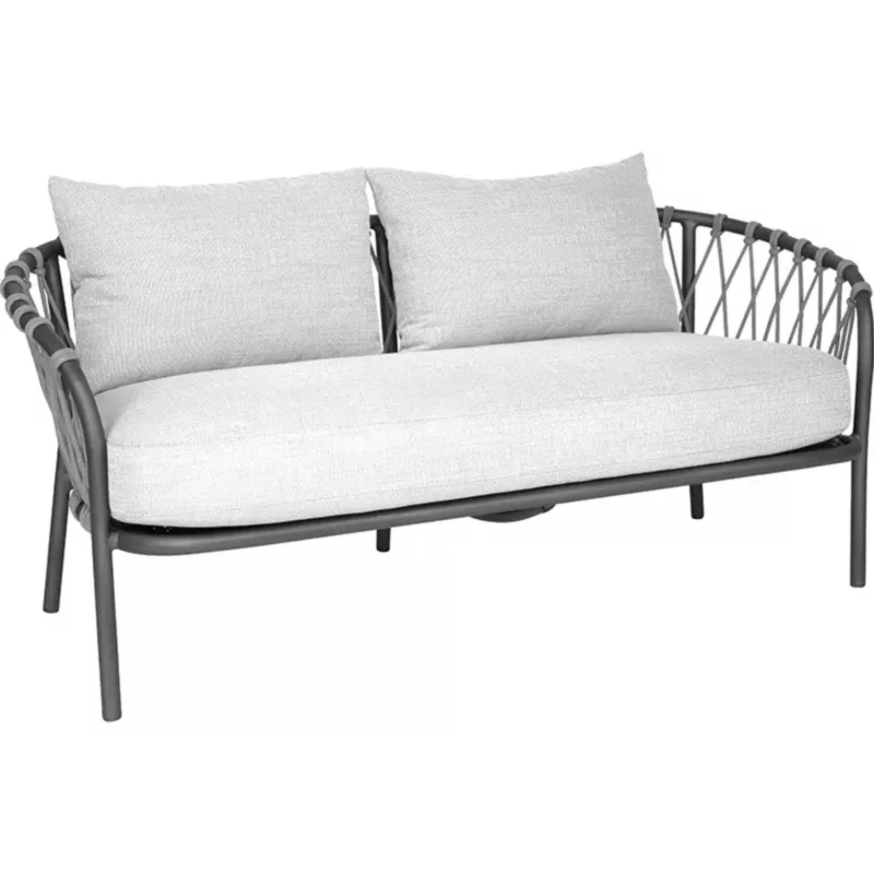 KLEA 2-Sitzer Lounge-Sofa von STERN® in Anthrazit mit Kordel Stone und hellen Polstern