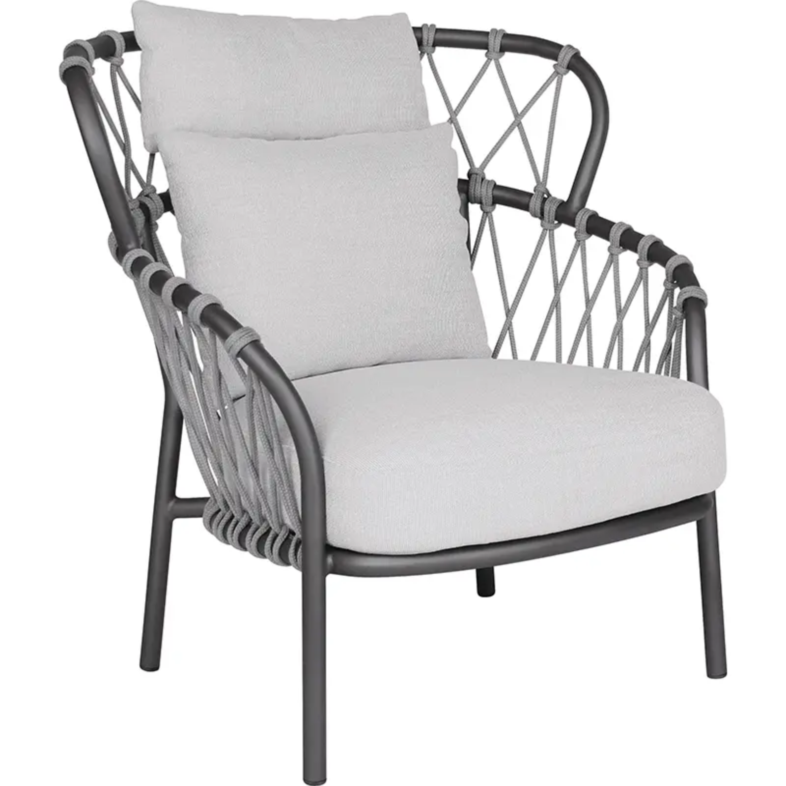 klea-hochlehner-lounge-sessel-von-stern®-in-anthrazit - Hantermann - Der Hotelausstatter KLEA Outdoor Hochlehner Lounge-Sessel von STERN® mit anthrazitfarbenem Gestell, Kordelbespannung und hellen Polstern