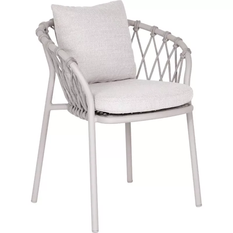 KLEA Outdoor Sessel by STERN® in Greige mit Kordelbespannung und hellen Sitz- und Rückenpolstern