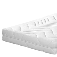 Weiße Schaumstoffmatratze mit ergonomisch profilierter, wellenförmig gesteppten Oberfläche in Perspektive