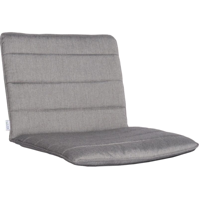 Graue Auflage für den Outdoor Lounge-Stapelstuhl LEVI von STERN® mit gepolsterter Sitz- und Rückenfläche