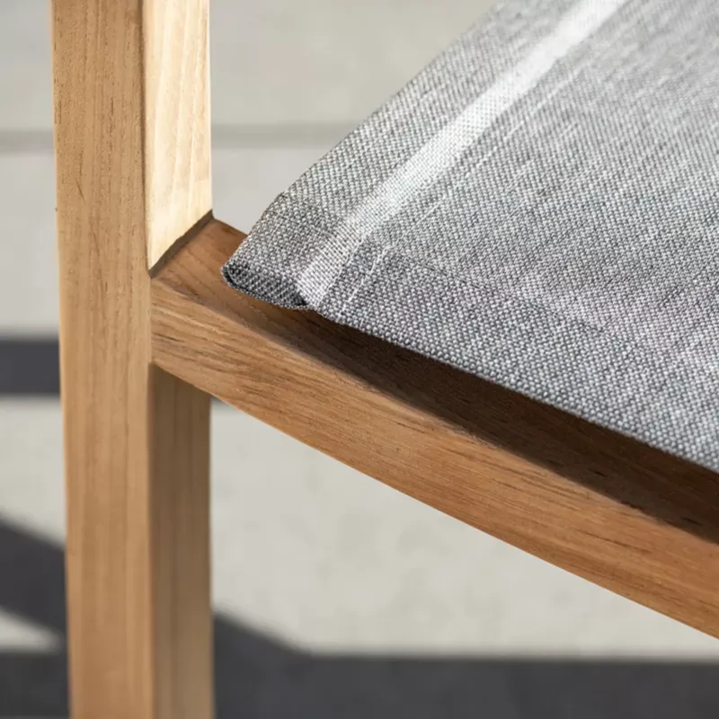 LEAH Outdoor Teakholz-Sessel mit Textilenbezug Leinen grau by STERN® – Bild 2