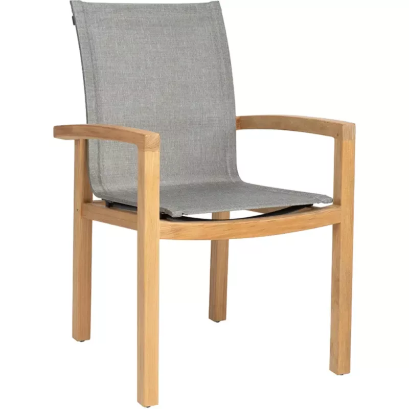 LEAH Teakholz-Sessel mit grauem Textilenbezug - Hantermann - Der Hotelausstatter LEAH Outdoor Sessel von STERN® aus Teakholz mit grauem Textilenbezug und Armlehnen