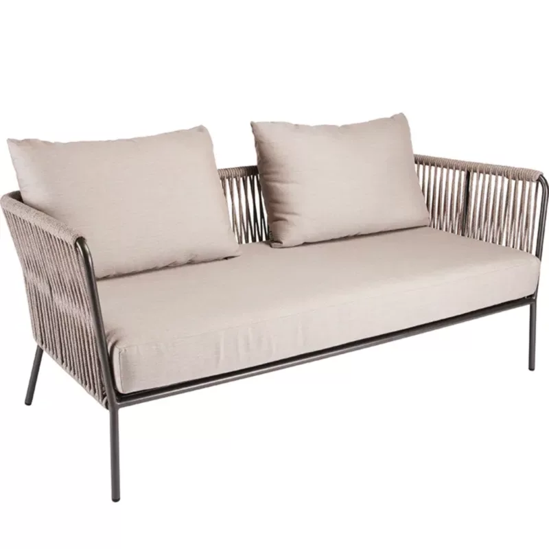 MARLA 2-Sitzer Lounge-Sofa von STERN® mit Kordelbespannung und hellen Sitz- und Rückenkissen