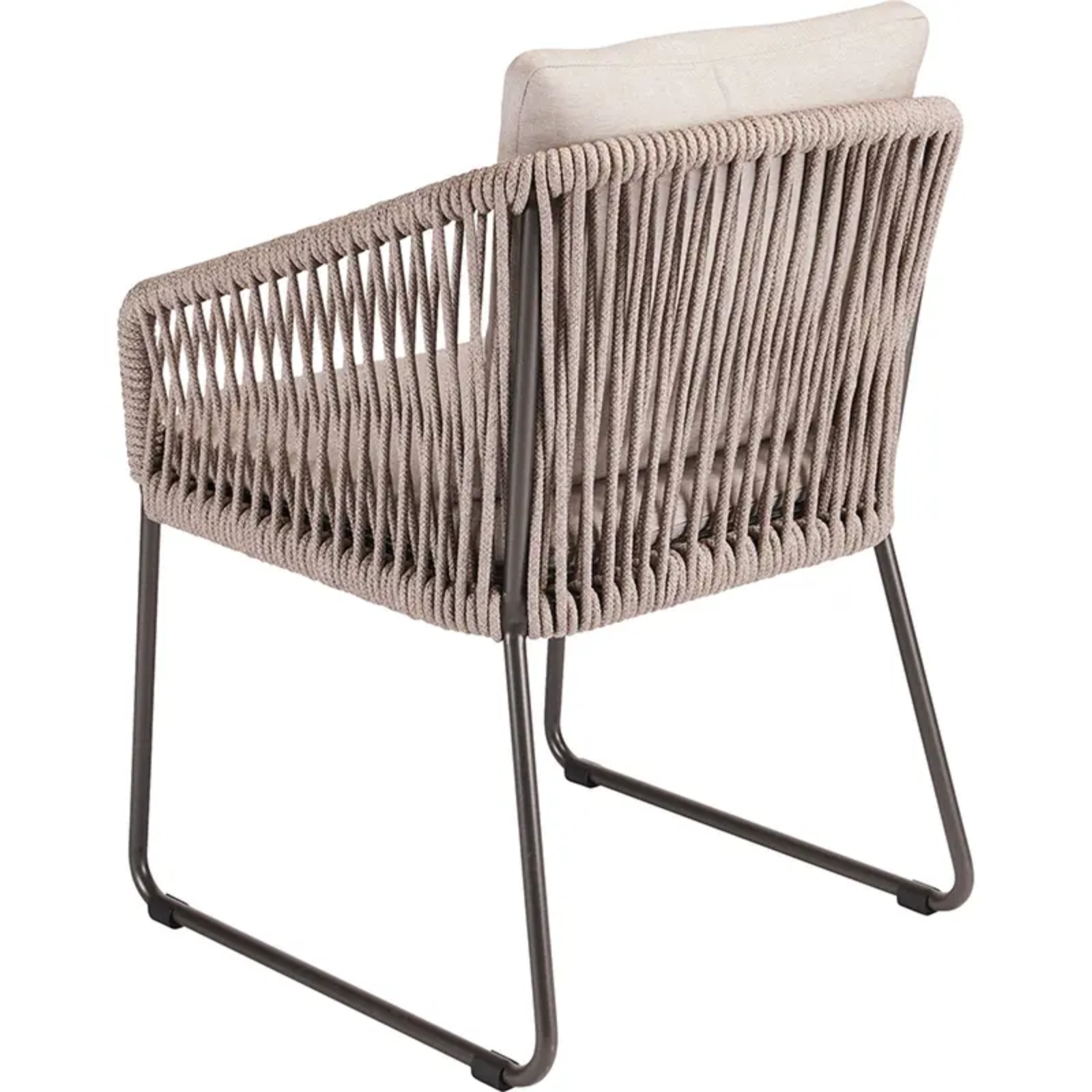 MARLA Outdoor Kufensessel von STERN® – Rückansicht - Hantermann - Der Hotelausstatter MARLA Outdoor Kufensessel von STERN® mit Kordelbespannung und filigranem Kufengestell in der Rückansicht
