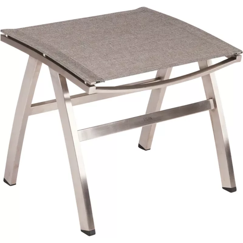 MIKA Outdoor-Fußhocker von STERN® mit silbernem Gestell und grauer Textilbespannung