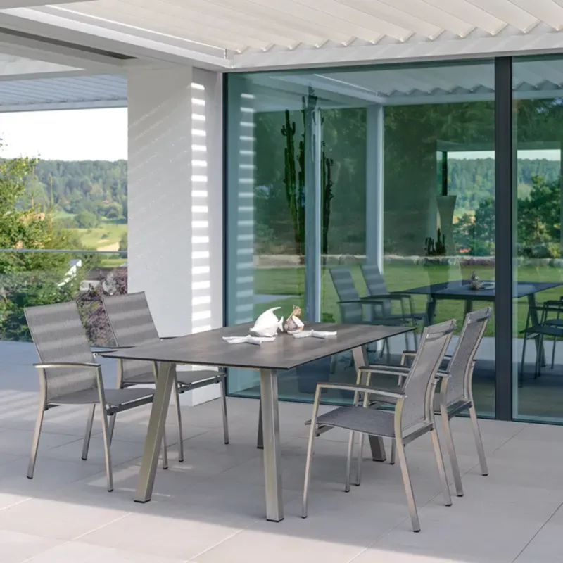 MIKA Outdoor Stapelsessel Alu-Armlehne anthrazit by STERN® – Bild 5