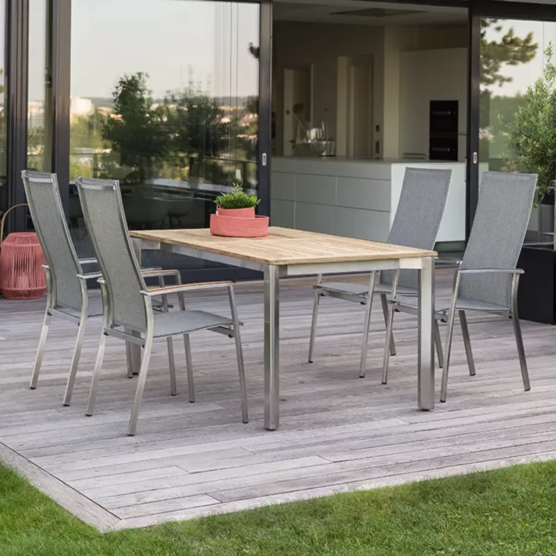 MIKA Outdoor Stapelsessel EXTRA HOCH Alu-Armlehne anthrazit by STERN® – Bild 5