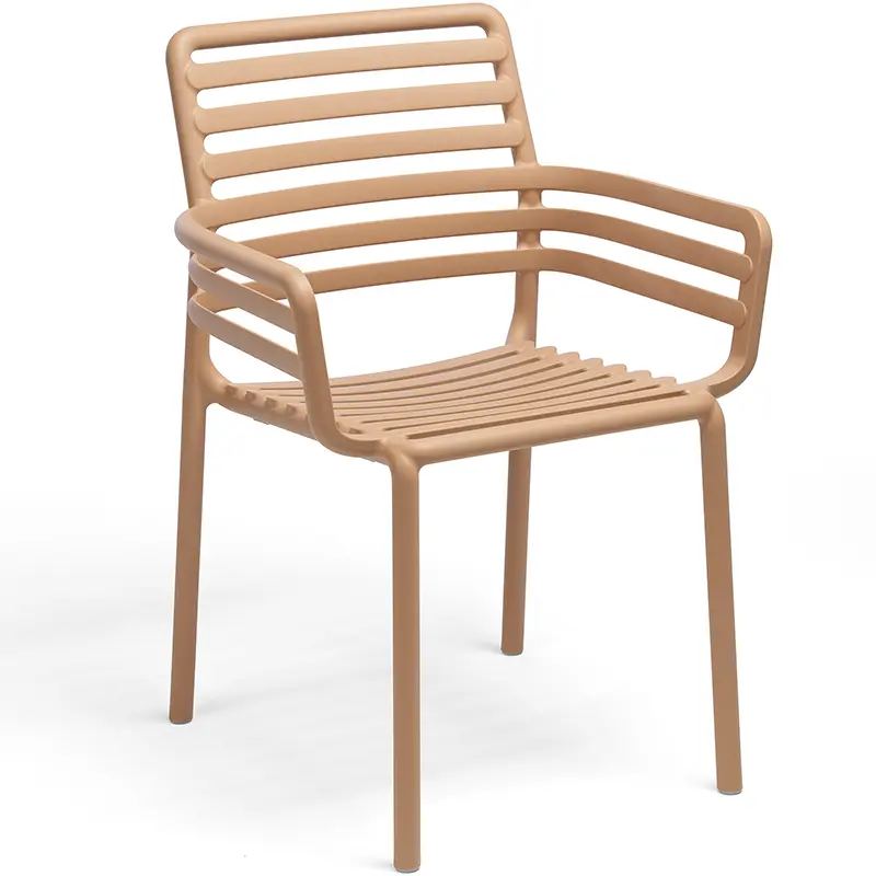 NARDI DOGA Armlehnstuhl in Beige aus Kunststoff, stapelbar für Terrasse, Gastronomie und Hotellerie