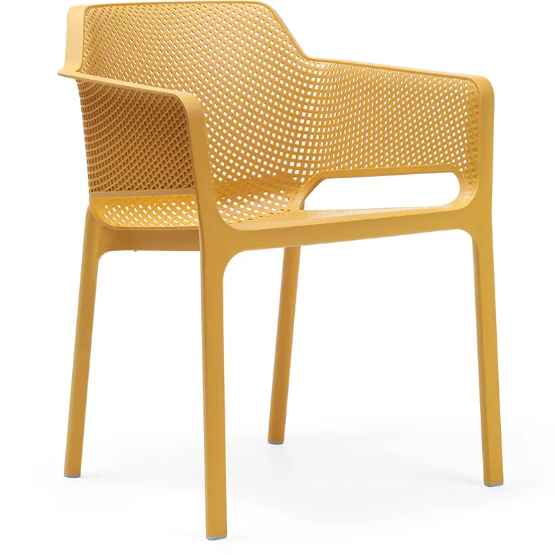NARDI NET Outdoor Stapelsessel – moderner Armlehnstuhl in Gelb - Hantermann - Der Hotelausstatter NARDI NET Outdoor Stapelsessel in Gelb mit Netzstruktur und Armlehnen für Terrasse, Hotel und Gastronomie