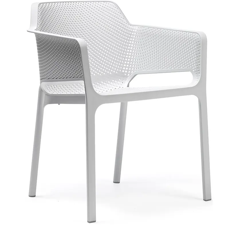 NARDI NET Outdoor Stapelsessel – moderner Armlehnstuhl in Weiß - Hantermann - Der Hotelausstatter NARDI NET Outdoor Stapelsessel in Weiß mit Netzstruktur und Armlehnen für Terrasse, Hotel und Gastronomie