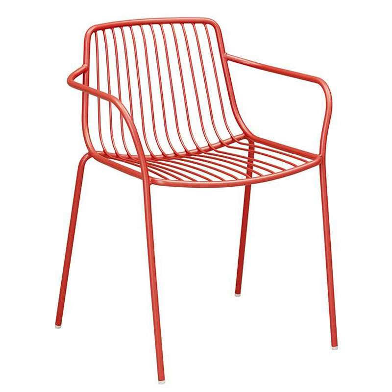 NOLITA 3655 Outdoor Stapelsessel by Pedrali – Rot - Hantermann - Der Hotelausstatter NOLITA 3655 Outdoor Stapelsessel von Pedrali in Rot mit Armlehnen und filigranter Metallstruktur