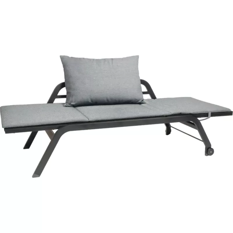 NOVI Outdoor Rollenliege von STERN® in Anthrazit und Carbon mit komfortabler Polsterauflage und Rückenkissen