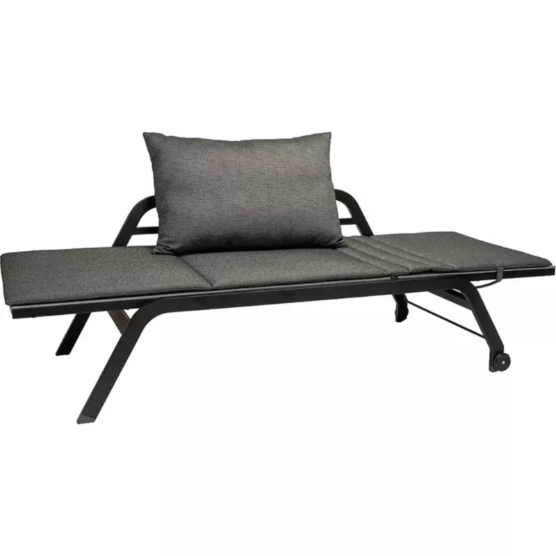 NOVI Outdoor Rollenliege von STERN® in Silbergrau mit dunklem Gestell, Polsterauflage und komfortablem Rückenkissen