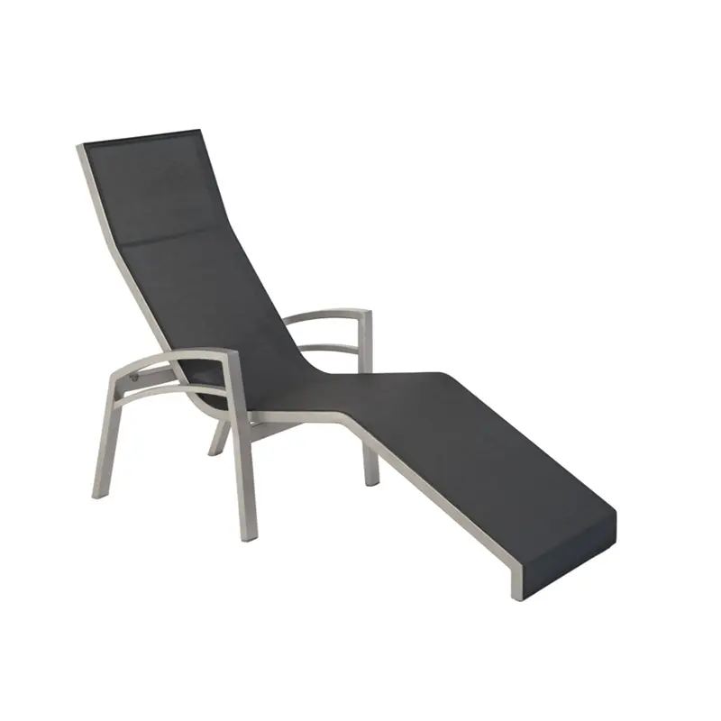 Outdoor Relaxliege in Silber und Anthrazit - Hantermann - Der Hotelausstatter Balance Sonnenliege von STERN, ergonomisch verstellbare Relaxliege für Terrasse, Pool und Garten