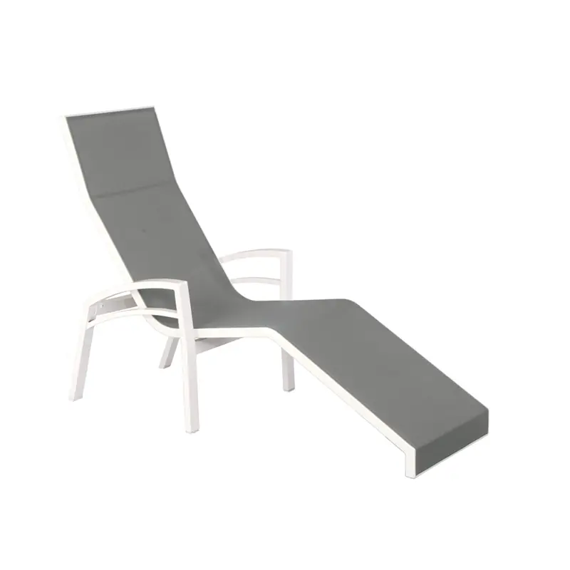 Outdoor Relaxliege in Weiß und Grau mit Armlehnen - Hantermann - Der Hotelausstatter Balance Sonnenliege von STERN, ergonomisch verstellbare Relaxliege für Terrasse, Pool und Garten