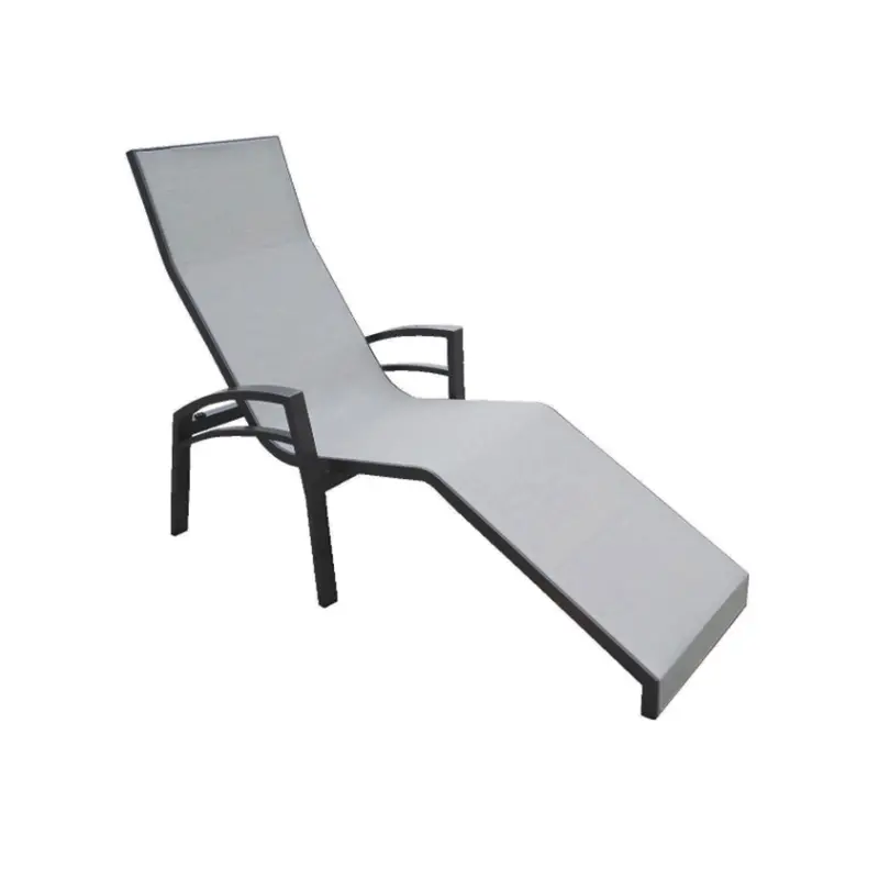 Outdoor Relaxliege mit Armlehnen in Grau - Hantermann - Der Hotelausstatter Balance Sonnenliege von STERN, ergonomisch verstellbare Relaxliege für Terrasse, Pool und Garten