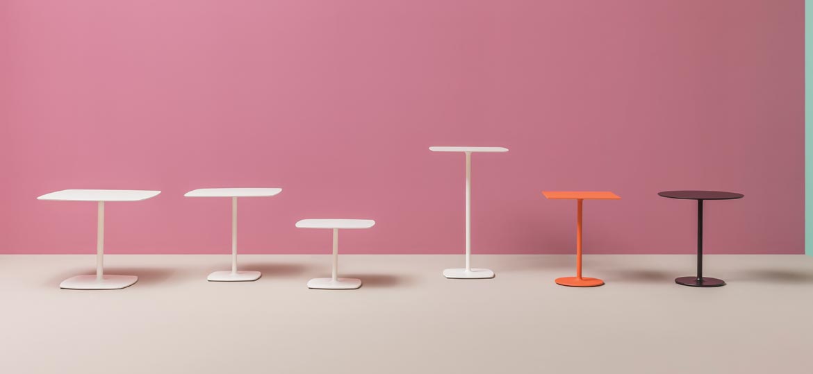 PEDRALI Stylus – vielseitige Design-Tischgestelle für moderne Gastronomie, Lounges und Objektbereiche - Hantermann - Der Hotelausstatter PEDRALI Stylus Tischgestelle in verschiedenen Größen und Farben für Gastronomie und moderne Objektbereiche