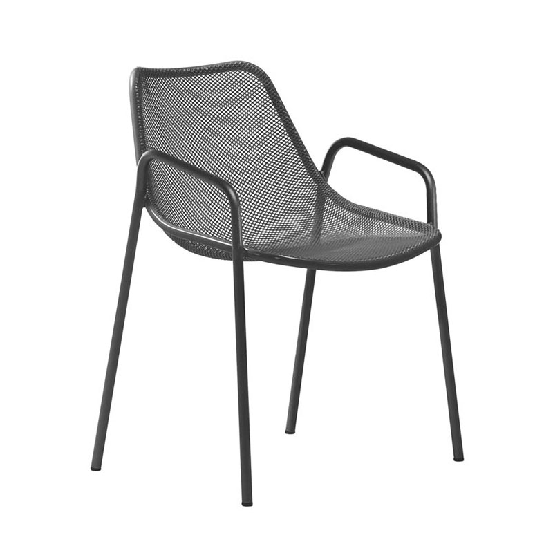 ROUND 466 Outdoor-Stapelsessel von EMU® mit Armlehnen und filigranter Metallstruktur in Anthrazit