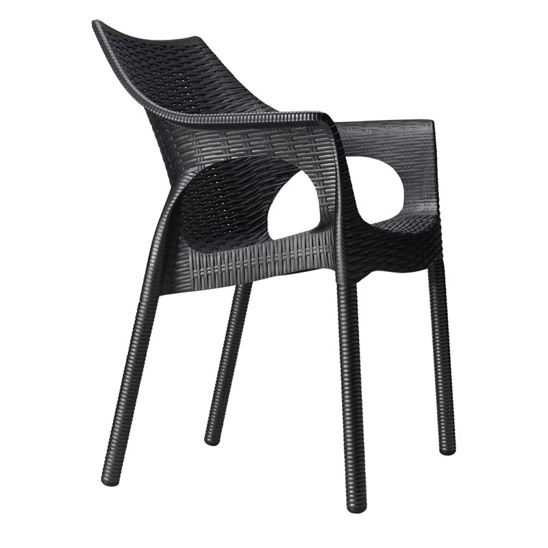 SCAB OLIMPIA Terrassensessel – modernes Flechtdesign in Schwarz - Hantermann - Der Hotelausstatter SCAB OLIMPIA Outdoorsessel in Schwarz mit Geflechtstruktur und geschwungenen Armlehnen