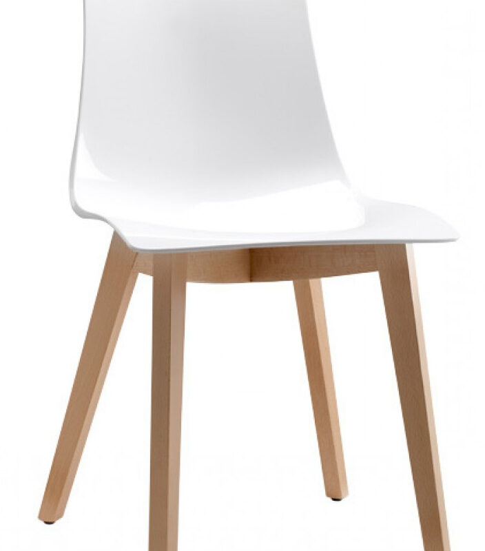 Titel (H1) ZEBRA ANTISHOCK Schalenstuhl 2er-Set – Designstuhl mit weißer Polycarbonat-Schale und massivem Buchenholzgestell für Esszimmer, Café und Hotel - Hantermann - Der Hotelausstatter Frontansicht ZEBRA ANTISHOCK Schalenstuhl mit weißer Polycarbonat-Sitzschale und naturfarbigem Buchenholzgestell, 2er-Set