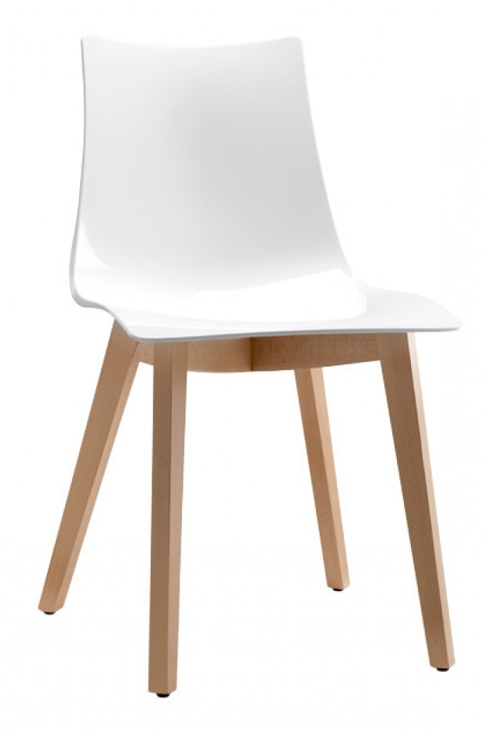 Titel (H1) ZEBRA ANTISHOCK Schalenstuhl 2er-Set – Designstuhl mit weißer Polycarbonat-Schale und massivem Buchenholzgestell für Esszimmer, Café und Hotel - Hantermann - Der Hotelausstatter Frontansicht ZEBRA ANTISHOCK Schalenstuhl mit weißer Polycarbonat-Sitzschale und naturfarbigem Buchenholzgestell, 2er-Set