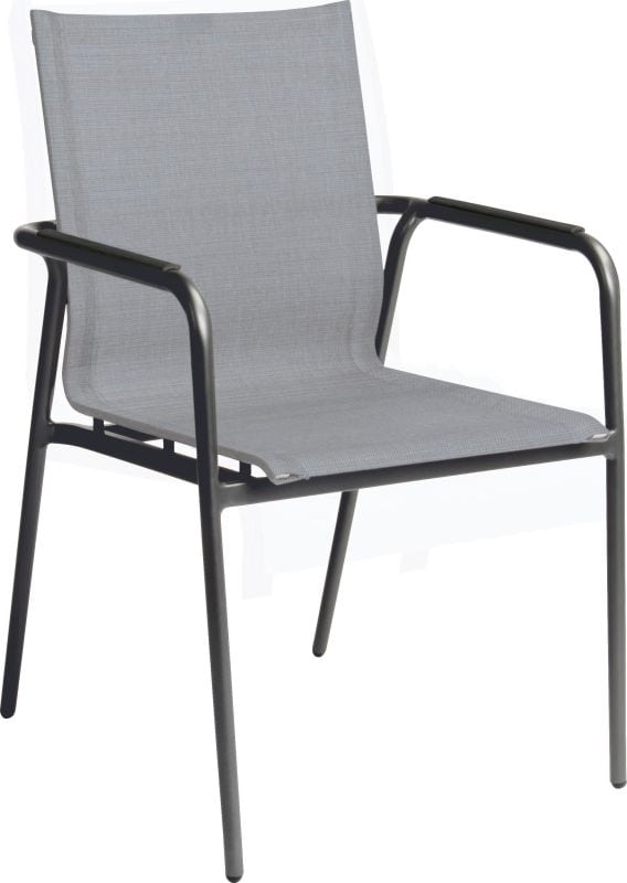 VENTO Outdoor-Stapelsessel von STERN® mit Aluminiumarmlehnen und grauer Textilbespannung