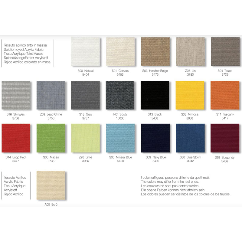 WALL Sonnenschirm von FIM – Stofffarbenauswahl - Hantermann - Der Hotelausstatter Stofffarben für den WALL Sonnenschirm von FIM in Natur, Beige, Grau, Schwarz, Gelb, Orange, Rot, Grün und Blau